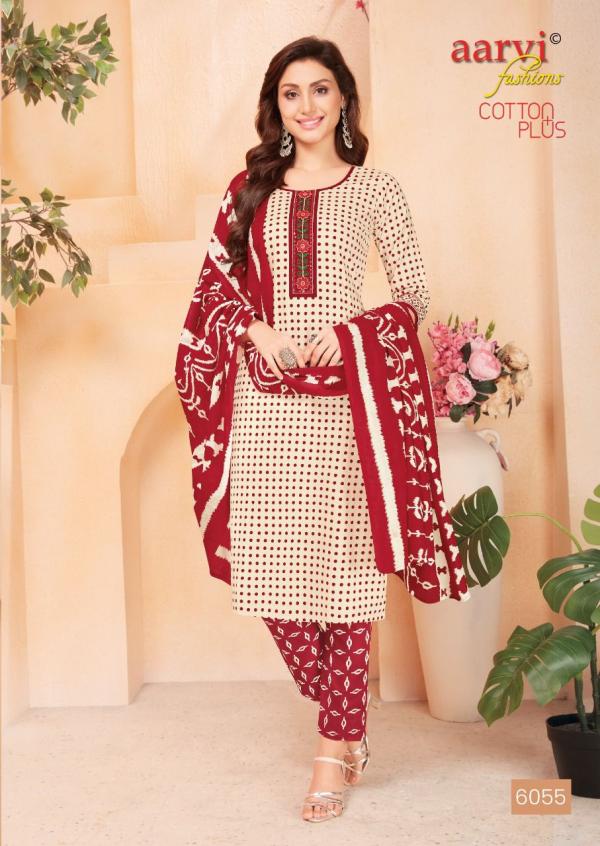 Aarvi Cotton Plus Cotton Embroidery Designer Readymade Suit